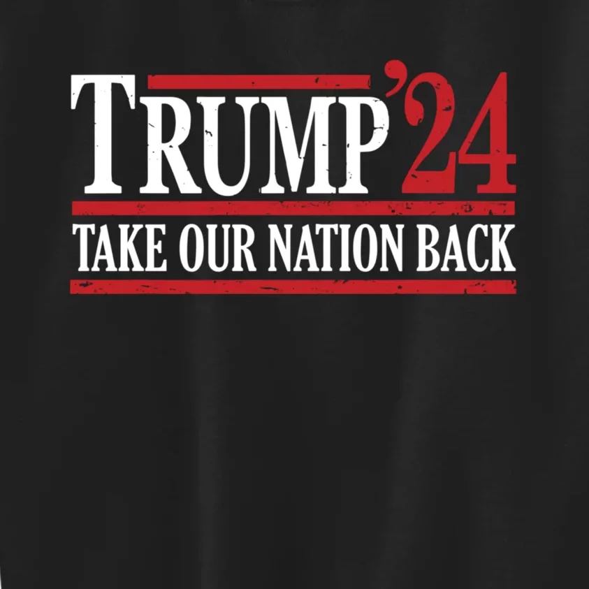 Take Our Nation Back Trump 2024 Election Pro Trump US Flag Kids Sweatshirt