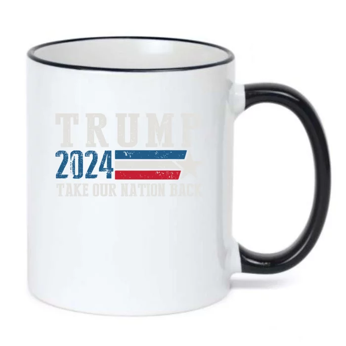 Take Our Nation Back Trump 2024 Election Pro Trump US Flag Black Color Changing Mug