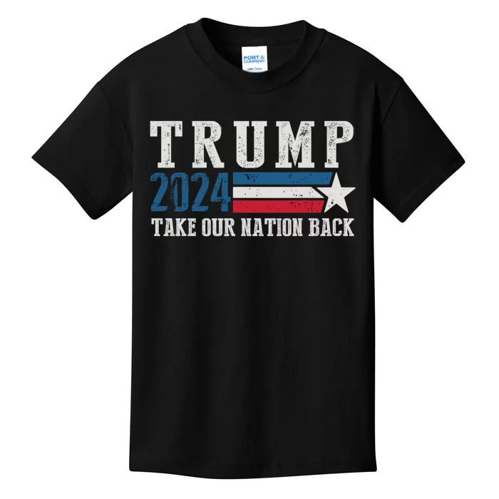 Take Our Nation Back Trump 2024 Election Pro Trump US Flag Kids T-Shirt