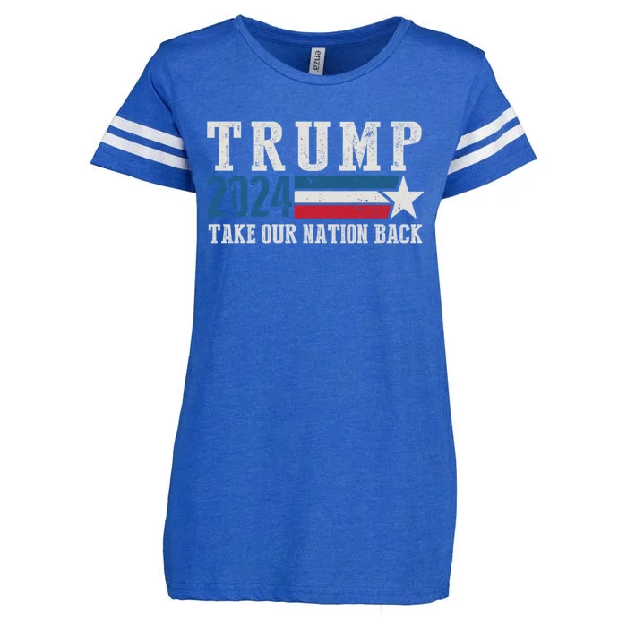 Take Our Nation Back Trump 2024 Election Pro Trump US Flag Enza Ladies Jersey Football T-Shirt