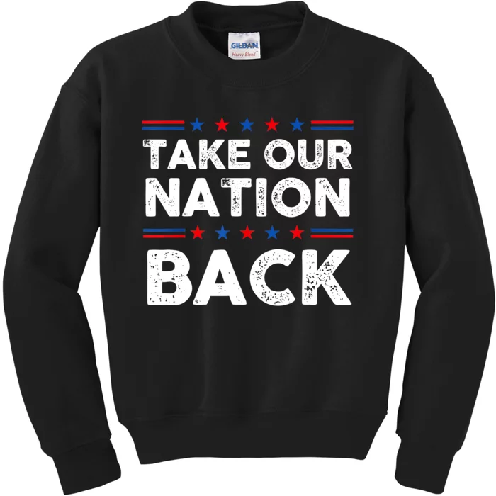 Take Our Nation Back Trump 2024 Election Pro Trump US Flag Kids Sweatshirt