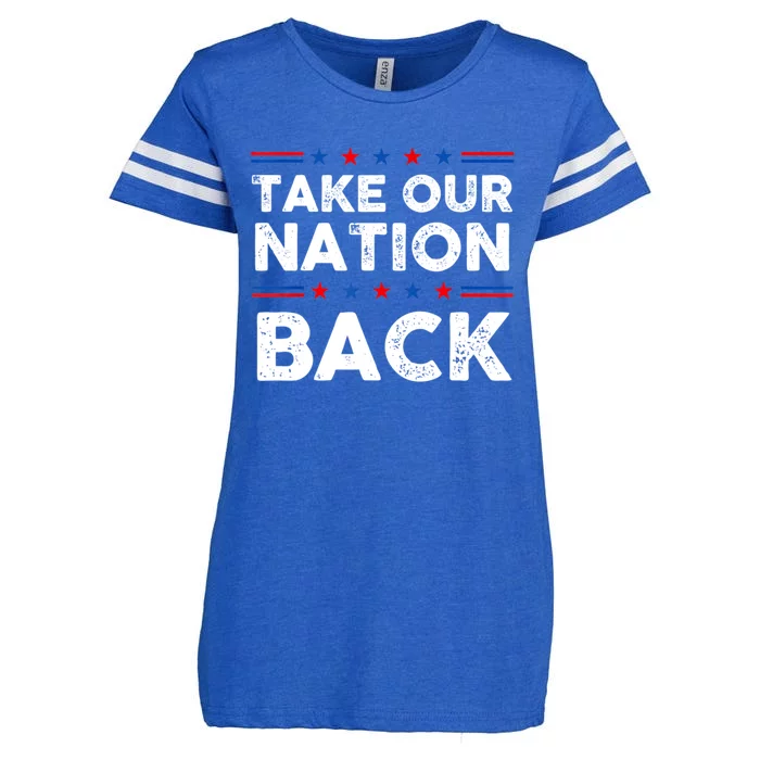 Take Our Nation Back Trump 2024 Election Pro Trump US Flag Enza Ladies Jersey Football T-Shirt