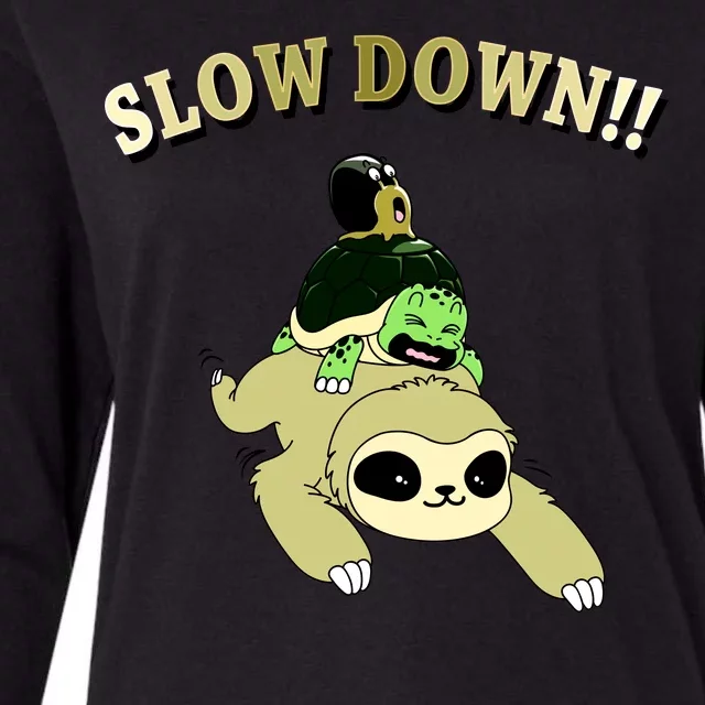 Too Fast Turtle Riding Sloth Womens Cotton Relaxed Long Sleeve T-Shirt