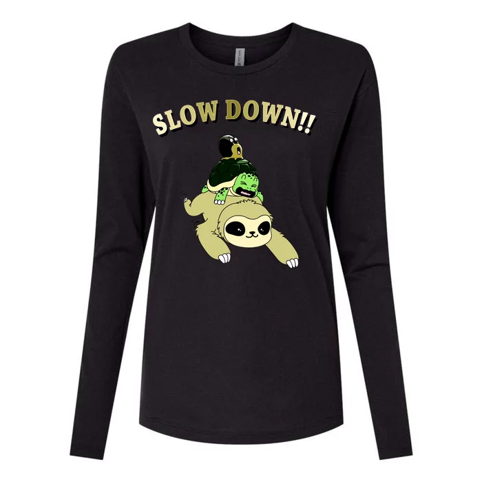 Too Fast Turtle Riding Sloth Womens Cotton Relaxed Long Sleeve T-Shirt