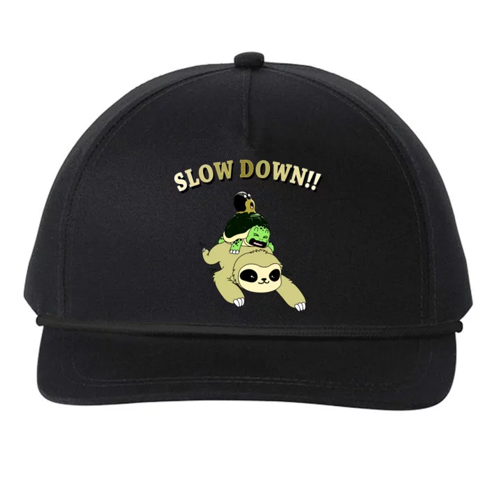 Too Fast Turtle Riding Sloth Snapback Five-Panel Rope Hat