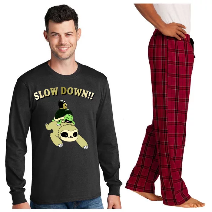 Too Fast Turtle Riding Sloth Long Sleeve Pajama Set