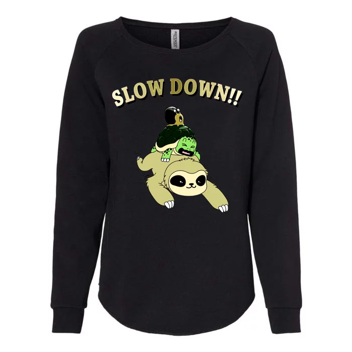 Too Fast Turtle Riding Sloth Womens California Wash Sweatshirt