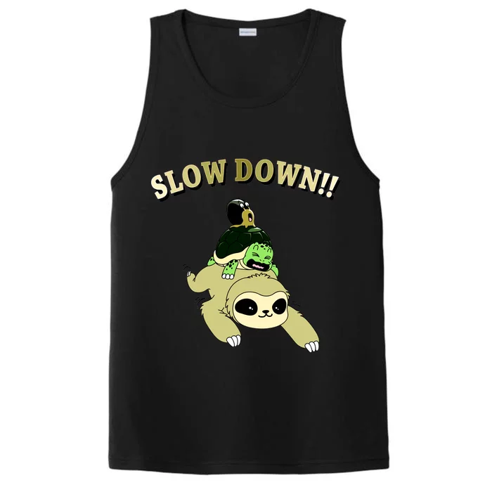 Too Fast Turtle Riding Sloth Performance Tank