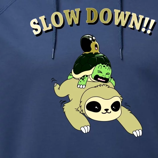 Too Fast Turtle Riding Sloth Performance Fleece Hoodie