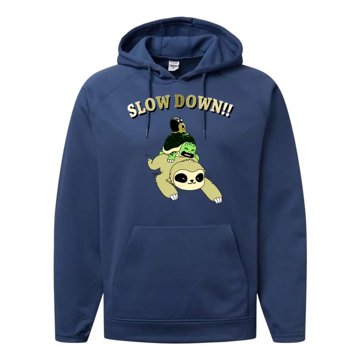 Too Fast Turtle Riding Sloth Performance Fleece Hoodie