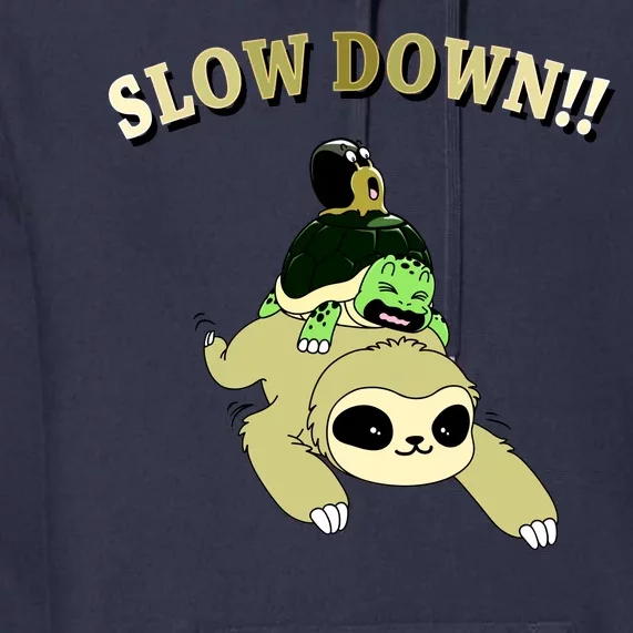 Too Fast Turtle Riding Sloth Premium Hoodie