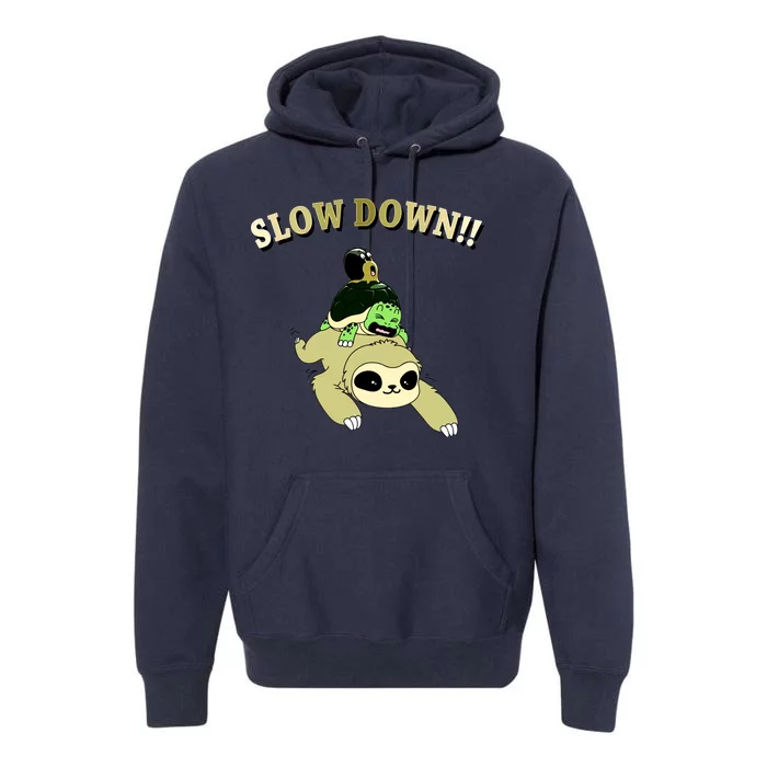 Too Fast Turtle Riding Sloth Premium Hoodie