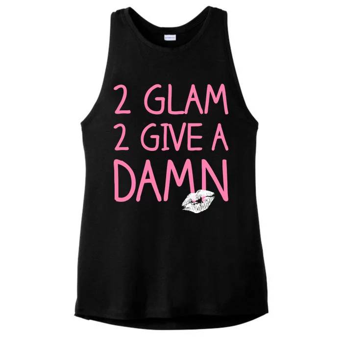 Too Glam To Give A Damn Lipstick Kiss Mark Ladies Tri-Blend Wicking Tank