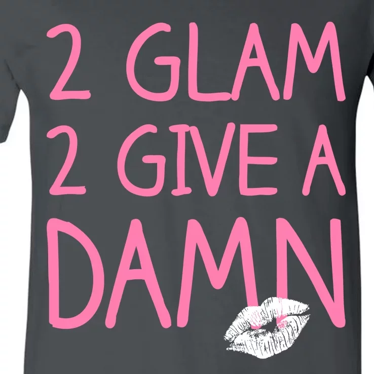 Too Glam To Give A Damn Lipstick Kiss Mark V-Neck T-Shirt