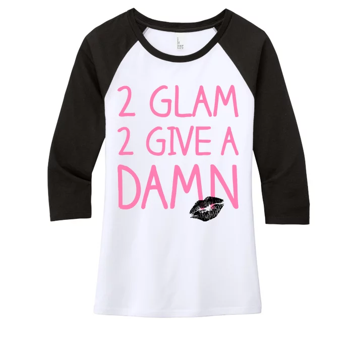 Too Glam To Give A Damn Lipstick Kiss Mark Women's Tri-Blend 3/4-Sleeve Raglan Shirt