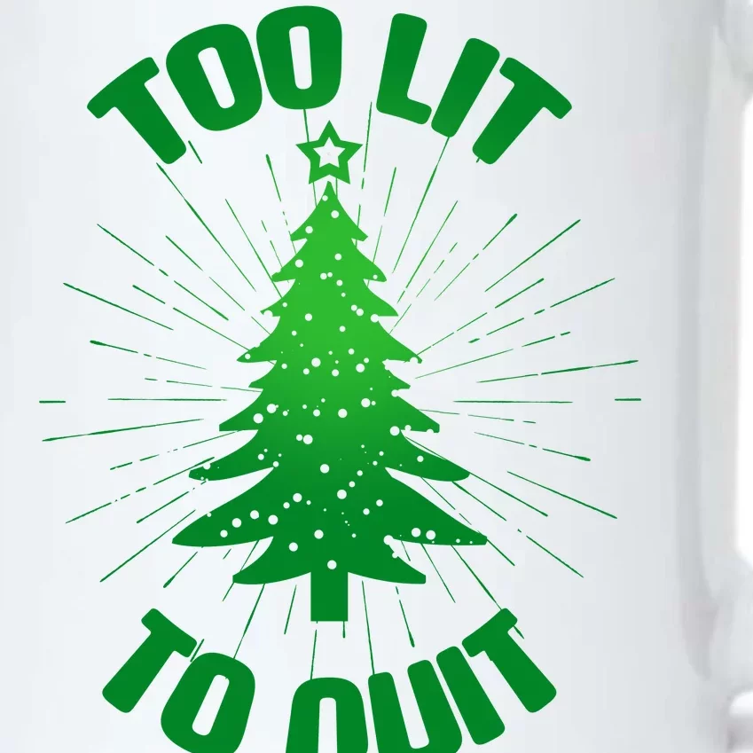 Too Lit Too Quit Funny Christmas Tree Black Color Changing Mug