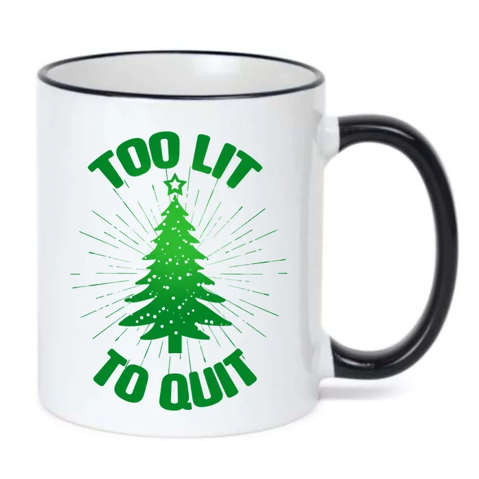 Too Lit Too Quit Funny Christmas Tree Black Color Changing Mug