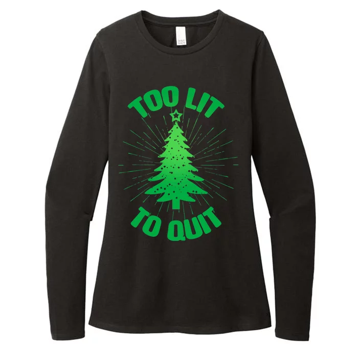 Too Lit Too Quit Funny Christmas Tree Womens CVC Long Sleeve Shirt