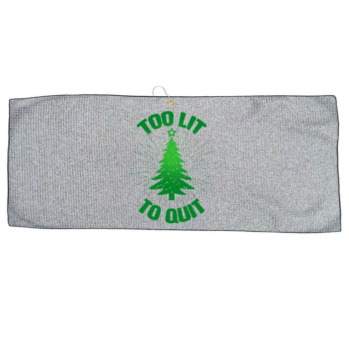 Too Lit Too Quit Funny Christmas Tree Large Microfiber Waffle Golf Towel