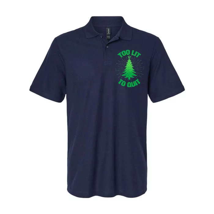 Too Lit Too Quit Funny Christmas Tree Softstyle Adult Sport Polo