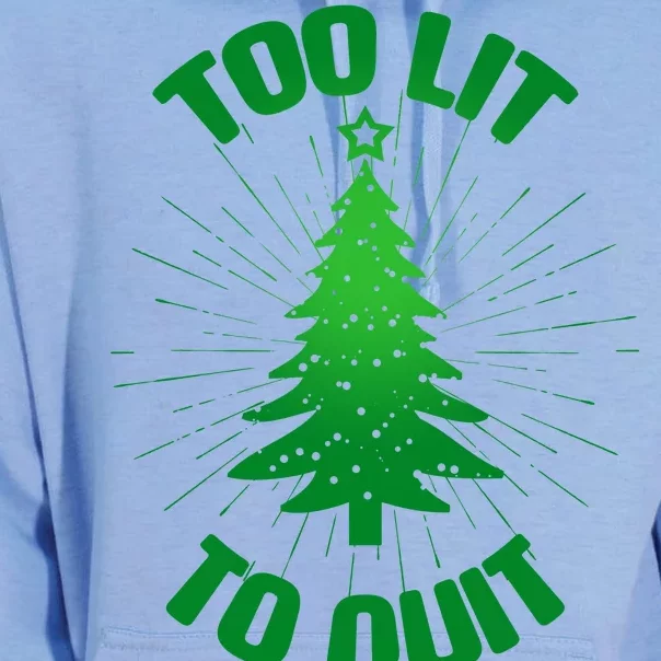 Too Lit Too Quit Funny Christmas Tree Unisex Surf Hoodie