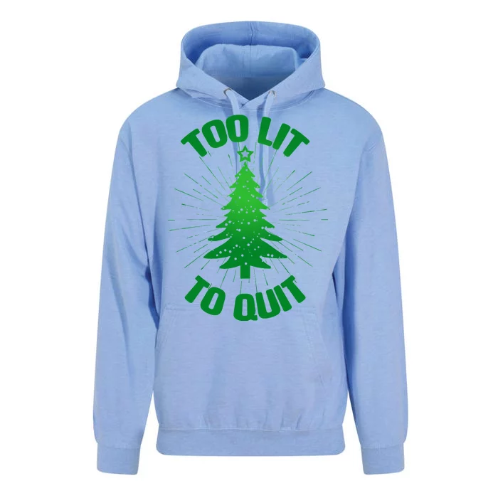 Too Lit Too Quit Funny Christmas Tree Unisex Surf Hoodie