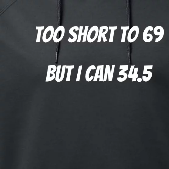 Too Short to 69 But I Can 34.5 Funny Performance Fleece Hoodie