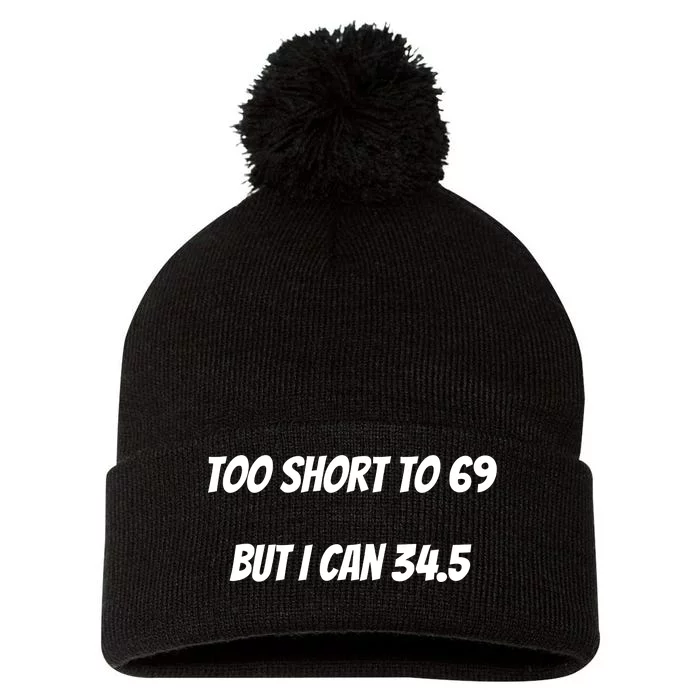 Too Short to 69 But I Can 34.5 Funny Pom Pom 12in Knit Beanie