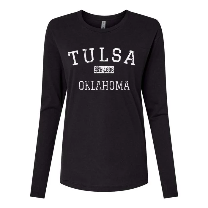 Tulsa Oklahoma OK Vintage Womens Cotton Relaxed Long Sleeve T-Shirt