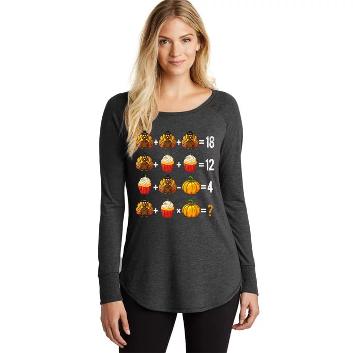 Thanksgiving Order of Operations Quiz Math Teacher Turkey Women's Perfect Tri Tunic Long Sleeve Shirt