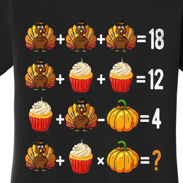 Thanksgiving Order of Operations Quiz Math Teacher Turkey Women's T-Shirt