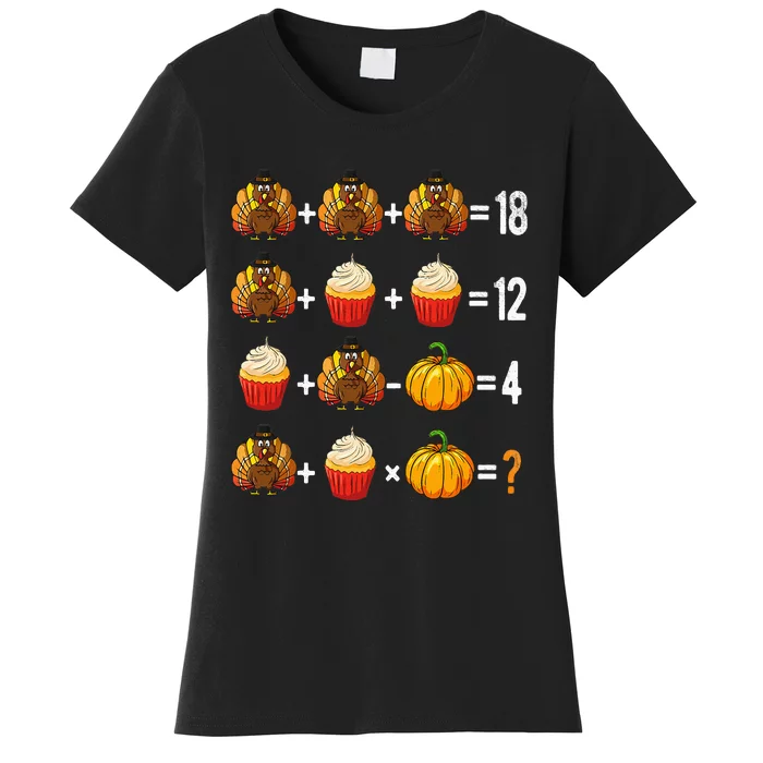 Thanksgiving Order of Operations Quiz Math Teacher Turkey Women's T-Shirt