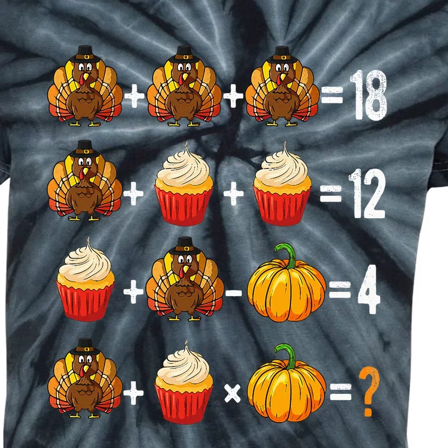 Thanksgiving Order of Operations Quiz Math Teacher Turkey Kids Tie-Dye T-Shirt