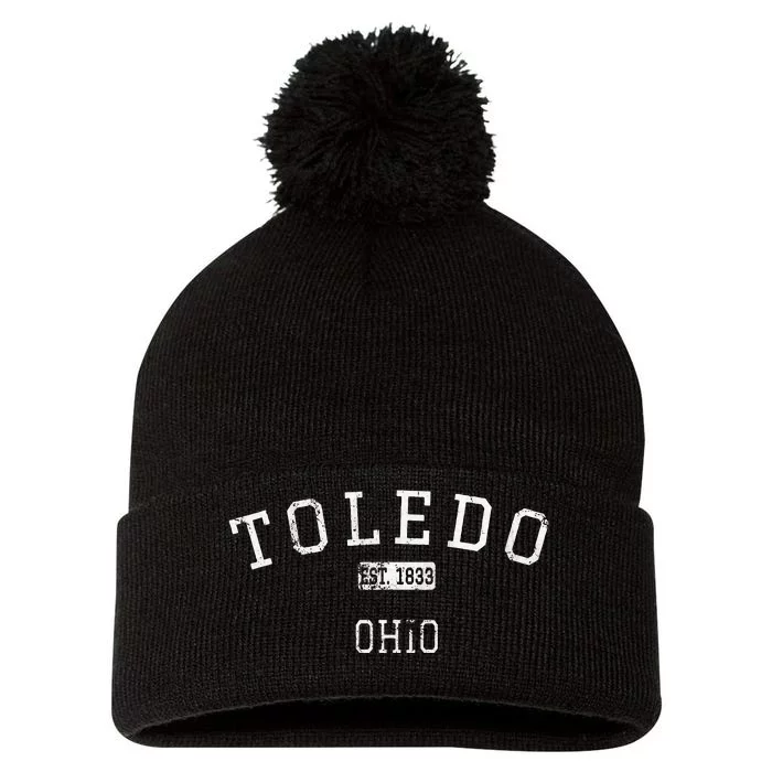 Toledo Ohio Oh Vintage Pom Pom 12in Knit Beanie