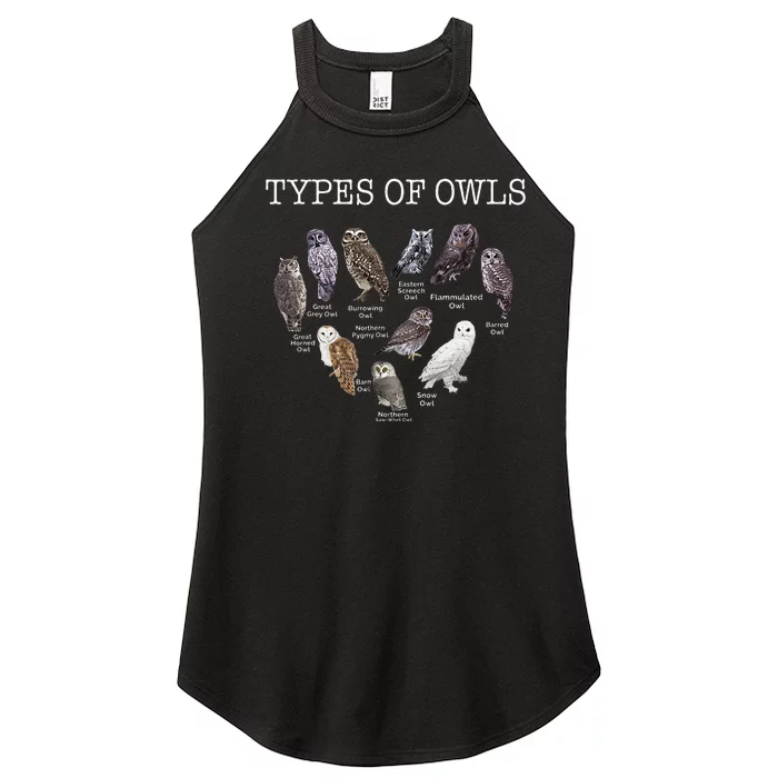 Types Of Owls Educational Cute Owl Lover Women’s Perfect Tri Rocker Tank