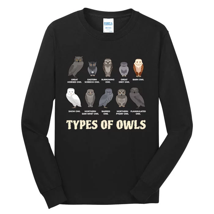 Types Of Owls Funny For Owl Lover Trending Gift Idea Tall Long Sleeve T-Shirt