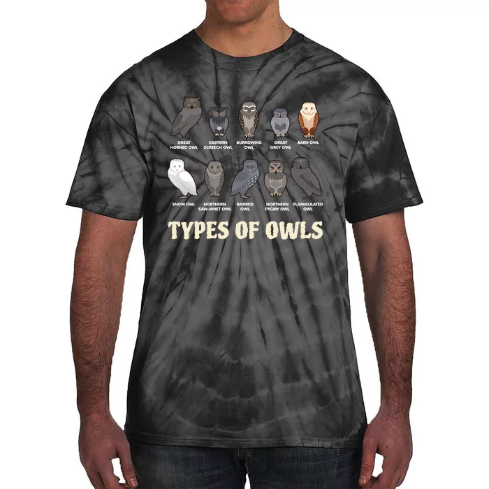 Types Of Owls Funny For Owl Lover Trending Gift Idea Tie-Dye T-Shirt