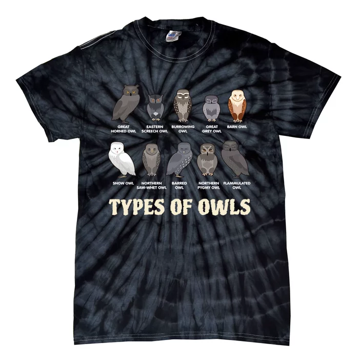 Types Of Owls Funny For Owl Lover Trending Gift Idea Tie-Dye T-Shirt