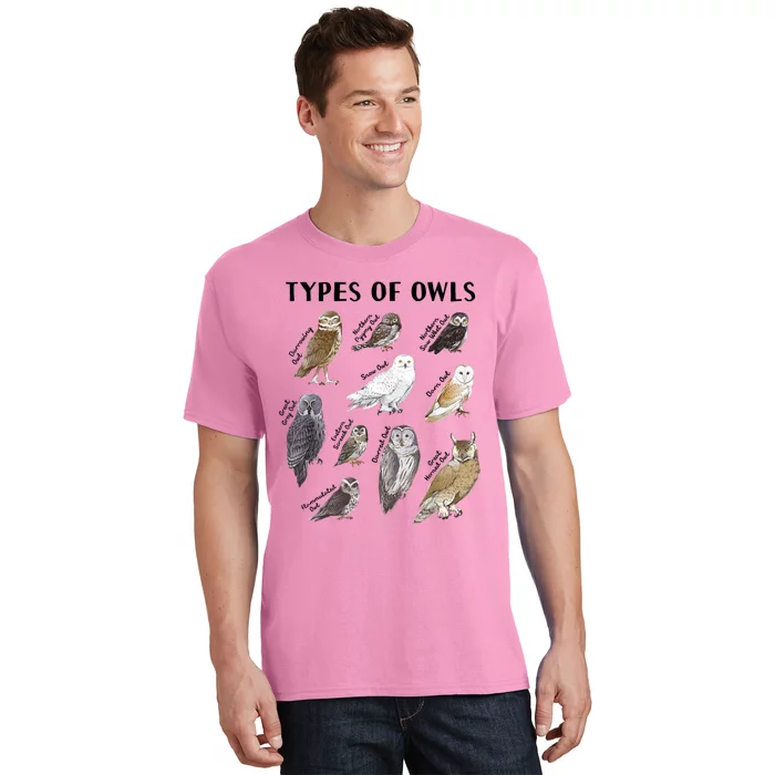 Types Of Owls Educational Collection Cute Owl Lover T-Shirt