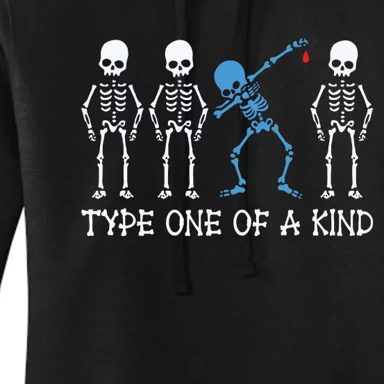 Type One Of A Kind Type 1 Diabetes Awareness Skeleton Women's Pullover Hoodie