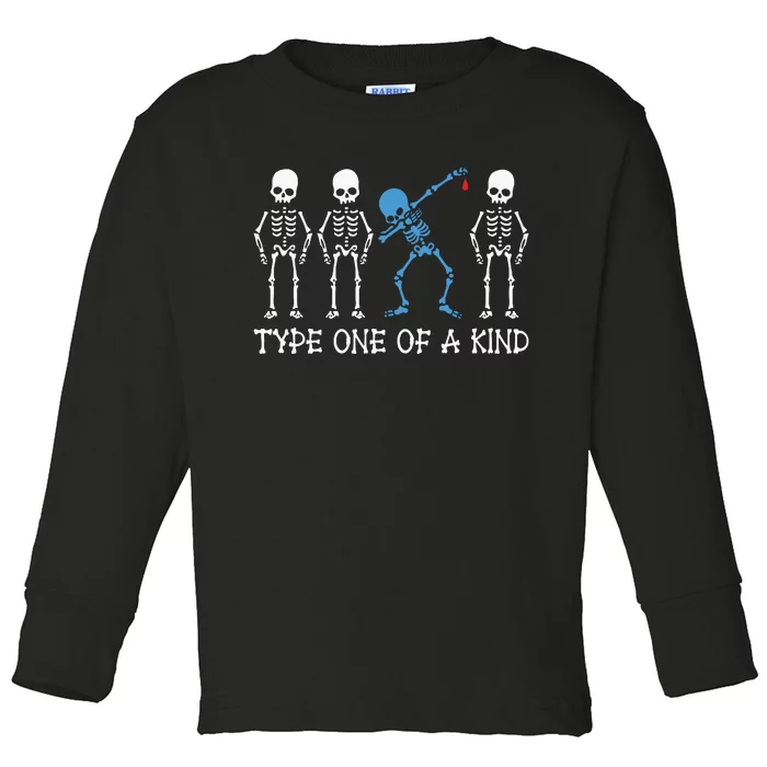 Type One Of A Kind Type 1 Diabetes Awareness Skeleton Toddler Long Sleeve Shirt