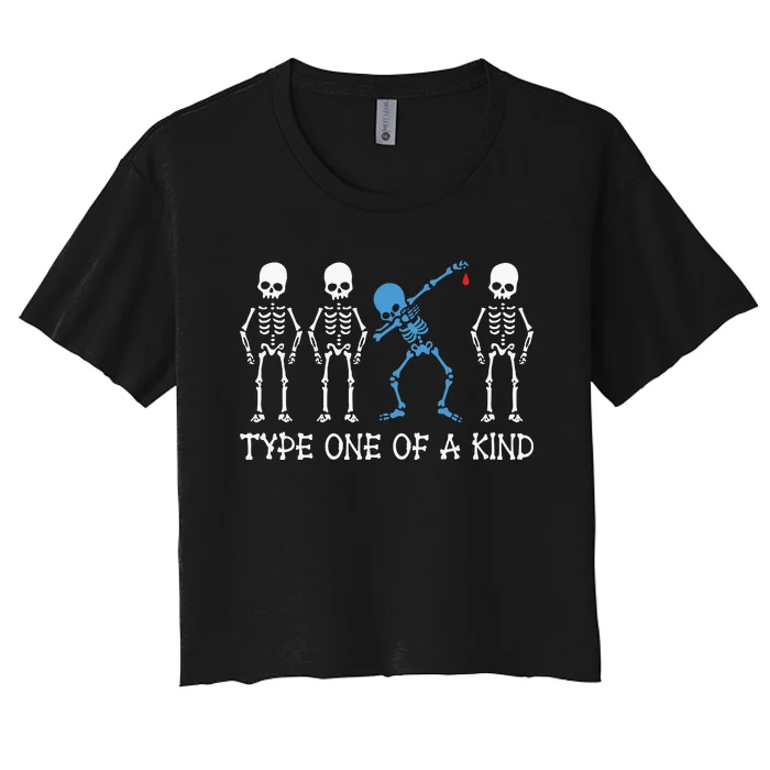 Type One Of A Kind Type 1 Diabetes Awareness Skeleton Women's Crop Top Tee