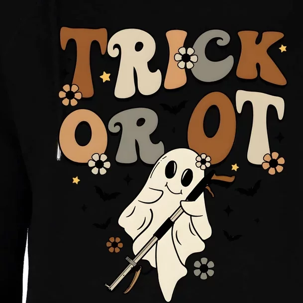 Trick Or Ot Occupational Therapy Halloween Ghost Womens Funnel Neck Pullover Hood