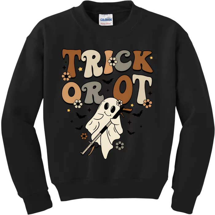 Trick Or Ot Occupational Therapy Halloween Ghost Kids Sweatshirt