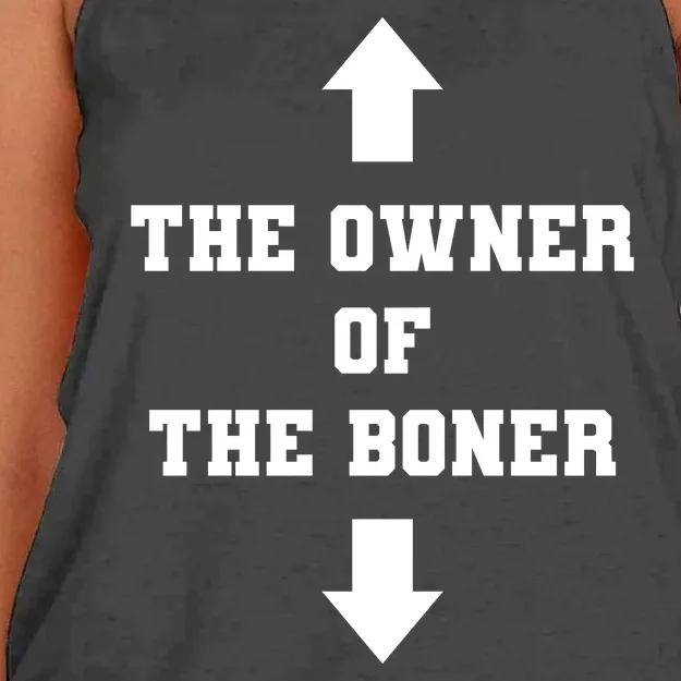 The Owner Of The Boner Funny Humor Women's Knotted Racerback Tank