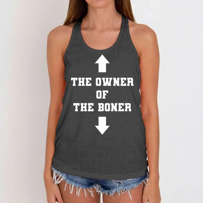 The Owner Of The Boner Funny Humor Women's Knotted Racerback Tank