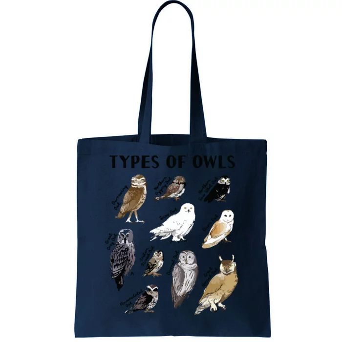 Types Of Owls Educational Collection Cute Owl Lover Gift Tote Bag