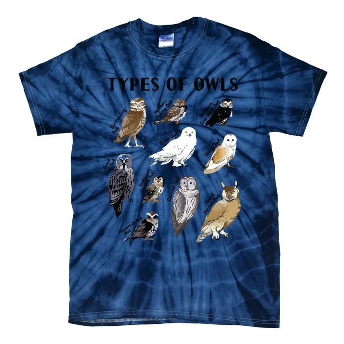 Types Of Owls Educational Collection Cute Owl Lover Gift Tie-Dye T-Shirt