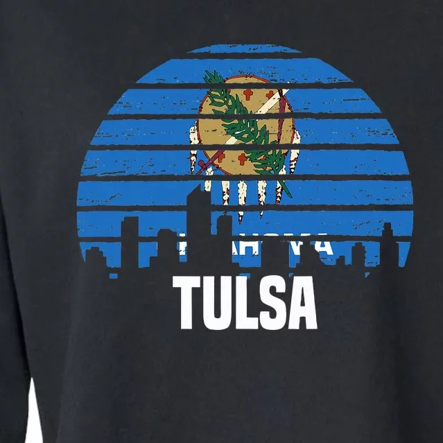 Tulsa Oklahoma Ok Group City Trip Silhouette Flag Cropped Pullover Crew