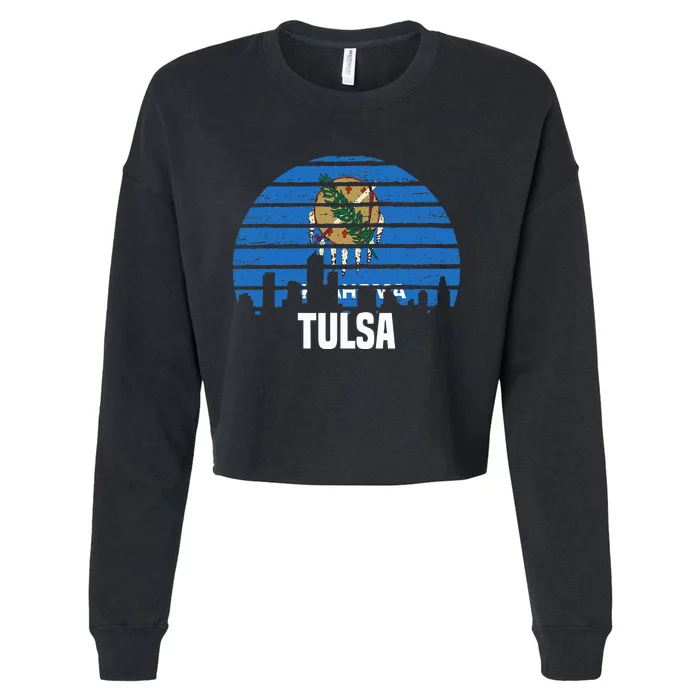 Tulsa Oklahoma Ok Group City Trip Silhouette Flag Cropped Pullover Crew